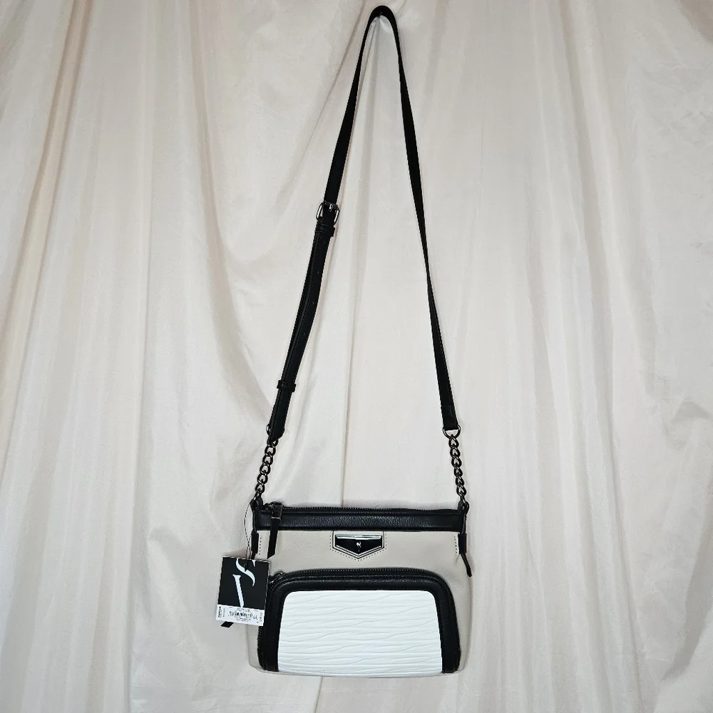 Simply Very Wang Chain Strap Colorblock Crossbody Bag‎ Faux Leather Purse Edgy